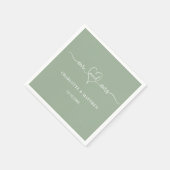 Sage green mr mrs Herz Skript einfache Hochzeit Serviette (Ecke)