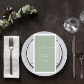 Sage green mr mrs Herz Skript einfache Hochzeit Serviette