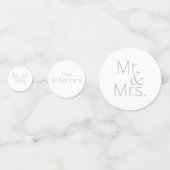 Sage Green Mr & Mrs Wedding Confetti Konfetti (Vorderseiten)