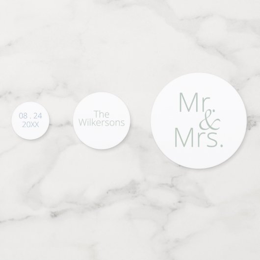 Sage Green Mr & Mrs Wedding Confetti Konfetti (Vorderseiten)
