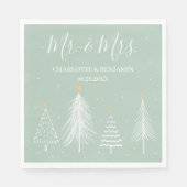 Sage Green Mr. und Mrs. Christmas Winter Serviette (Vorderseite)