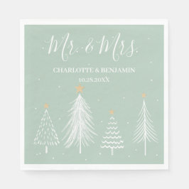 Sage Green Mr. und Mrs. Christmas Winter Serviette
