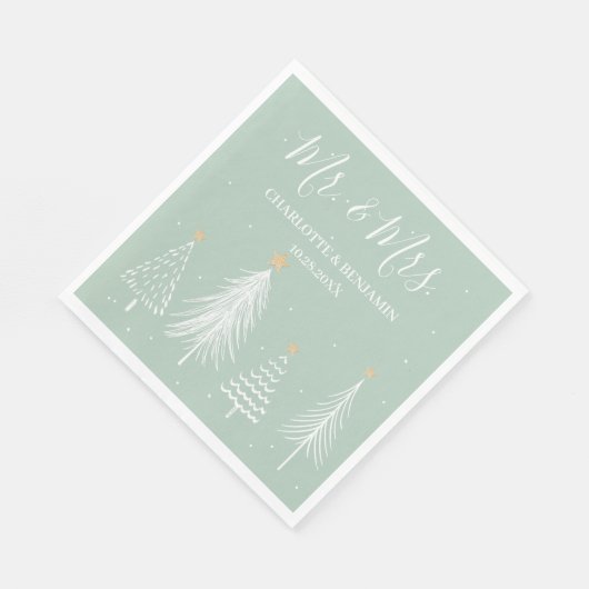 Sage Green Mr. und Mrs. Christmas Winter Serviette (Ecke)