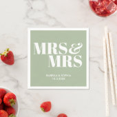 Sage Green Mrs & Mrs Personalisiert Wedding Napkin Serviette (Beispiel)