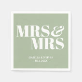 Sage Green Mrs & Mrs Personalisiert Wedding Napkin Serviette (Vorderseite)