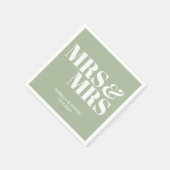 Sage Green Mrs & Mrs Personalisiert Wedding Napkin Serviette (Ecke)