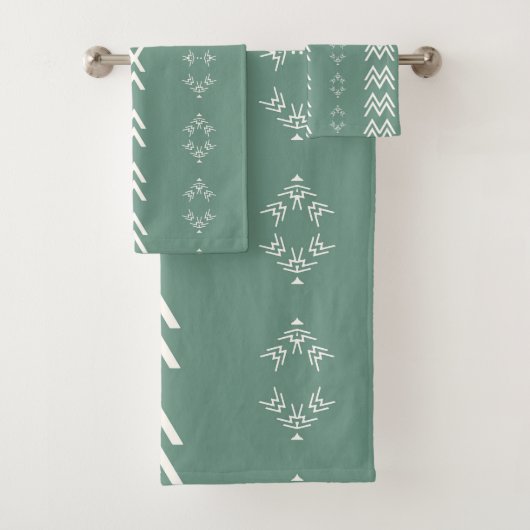 Sage Green Mud Cloth Badhandtuch Set (Insitu)