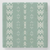 Sage Green Mud Cloth Steinuntersetzer (Vorderseite)
