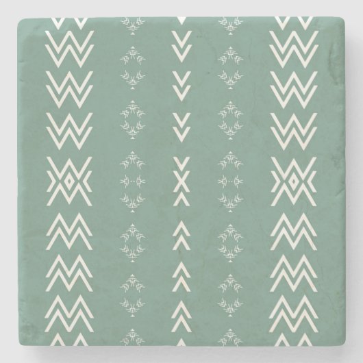 Sage Green Mud Cloth Steinuntersetzer (Vorderseite)
