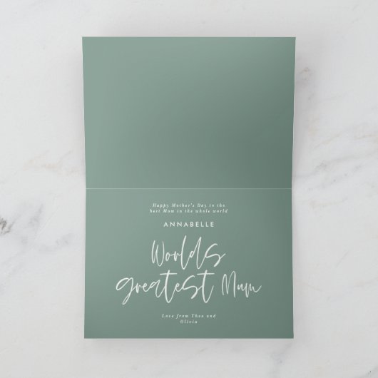 Sage green Multi Foto Mum typografie modern Karte (Innenseite)
