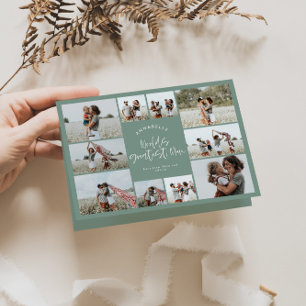 Sage green Multi Foto Mum typografie modern Karte