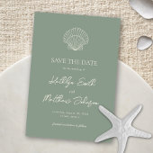 Sage Green Muschel Beach Ocean Hochzeit in Urlaubs Save The Date