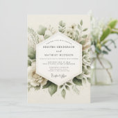 Sage Green Muted Botanical Wedding Einladung (Stehend Vorderseite)