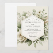 Sage Green Muted Botanical Wedding Einladung (Vorne/Hinten)