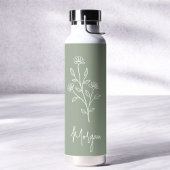 Sage Green Name Floral Bachelorette Bridal Trinkflasche