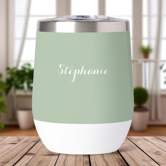Sage Green Name Modern Elegante Monogram Boho