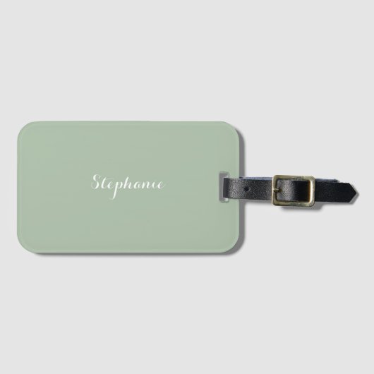 Sage Green Name Modern Elegante Monogram Boho Gepäckanhänger (Vorderseite (Horizontal))