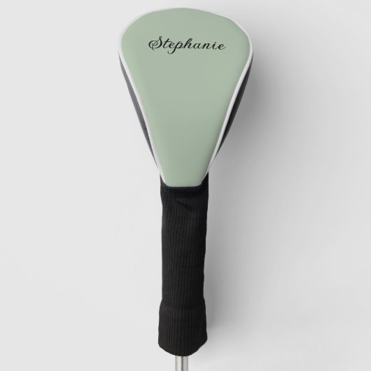 Sage Green Name Modern Elegante Monogram Boho Golf Headcover (Vorderseite)