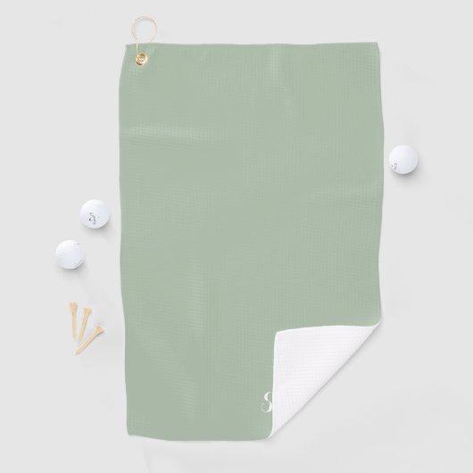 Sage Green Name Modern Elegante Monogram Boho Golfhandtuch (Insitu)