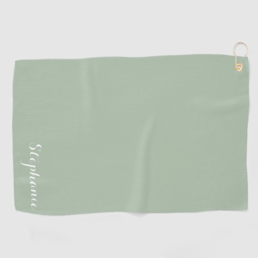 Sage Green Name Modern Elegante Monogram Boho Golfhandtuch (Horizontal)