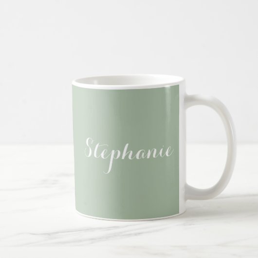 Sage Green Name Modern Elegante Monogram Boho Kaffeetasse (Rechts)