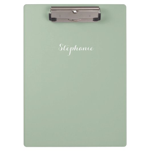 Sage Green Name Modern Elegante Monogram Boho Klemmbrett (Vorderseite)