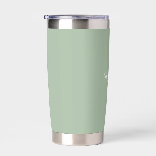 Sage Green Name Modern Elegante Monogram Boho Thermobecher (Rechts)