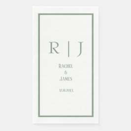 Sage Green Name Monogram Simple Elegant Wedding Serviette