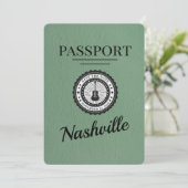 Sage Green Nashville Passport Save the Date (Stehend Vorderseite)