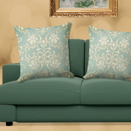 Sage Green Natural Gold Damask Kissen