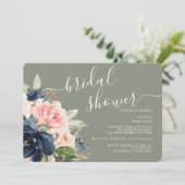 Sage Green Navy Brautparty Einladung (Stehend Vorderseite)