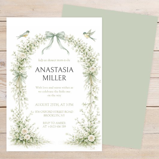 Sage Green Nesting Party Baby Shower Einladung