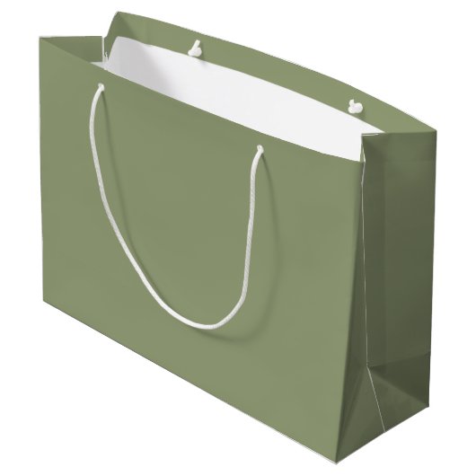 Sage Green Neutral Elegant Solid Schlicht Color Große Geschenktüte (Rückseite Schrägansicht)