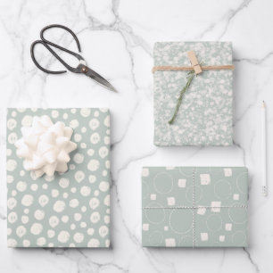 Sage Green Neutral Elegantes Abstraktes Muster Geschenkpapier Set