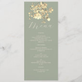 Sage Green Neutral Floral Wedding Menükarte (Vorderseite)