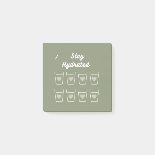 Sage green Niedlich Water Drink Tracker Post-it Klebezettel (Vorderseite)
