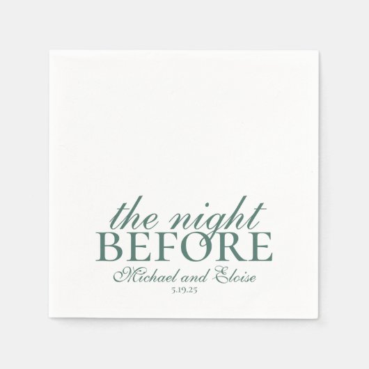 Sage Green Night Before Rehearsal Dinner Wedding Serviette (Vorderseite)