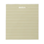 Sage Green Notes Sleek & Modern Stationery Notizblock (Vorderseite)