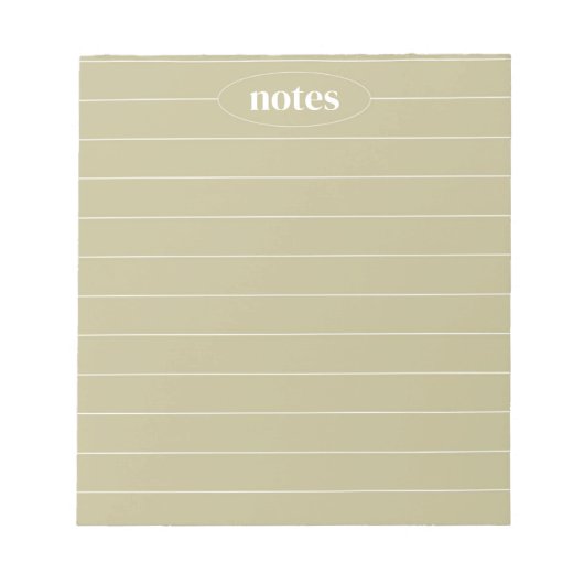 Sage Green Notes Sleek & Modern Stationery Notizblock (Vorderseite)