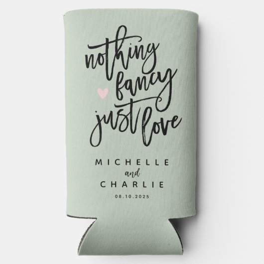 Sage Green Nothing Extravagant nur Liebe Selters Dosenkühler (Rückseite)