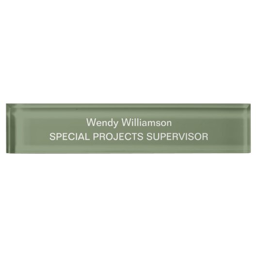 Sage Green Office Desk Namplate Namensplakette (Vorderseite)