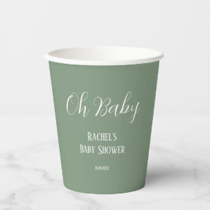 Sage Green Oh Baby Script Niedlich Moderne Babydus Pappbecher