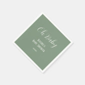 Sage Green Oh Baby Script Niedlich Moderne Babydus Serviette (Ecke)