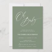 Sage Green Oh Baby Shower Invitation Einladung (Vorderseite)