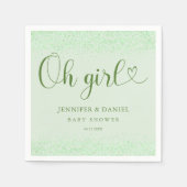 Sage Green Oh Girl Eucalyptus Confetti Script Serviette (Vorderseite)