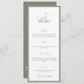 Sage Green Old Money Wedding Red Dinner Menu Card Menükarte (Vorne/Hinten)