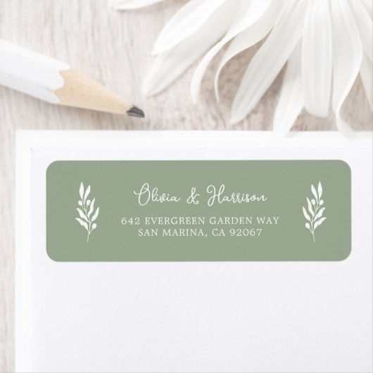 Sage Green Olive Branch Address Label (Insitu)