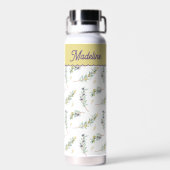 Sage Green Olive Branch Monogram Name Trinkflasche (Rückseite)