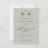 Sage Green Olive Branch Monogram Photo Wedding Save The Date (Rückseite)