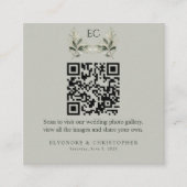 Sage Green Olive Branch Monogram Photos QR Code  Begleitkarte (Vorderseite)